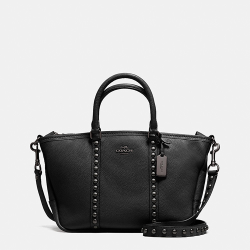 Coach Outlet Central Satchel In Lacquer Rivets Pebble Leather Coach Outlet Central Satchel In Lacquer Rivets Pebble Leather
